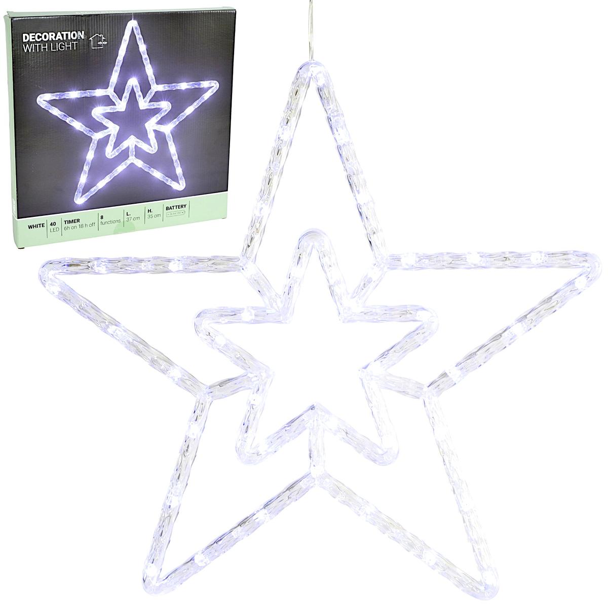 Dekoratyvinė žvaigždė Su 40 Led Apšvietimu, 35 Cm, Balta