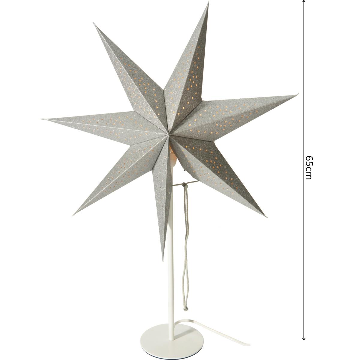 Dekoratyvinė žvaigždė Su Led Apšvietimu, Aukštis: 65 Cm, Sidabrinė