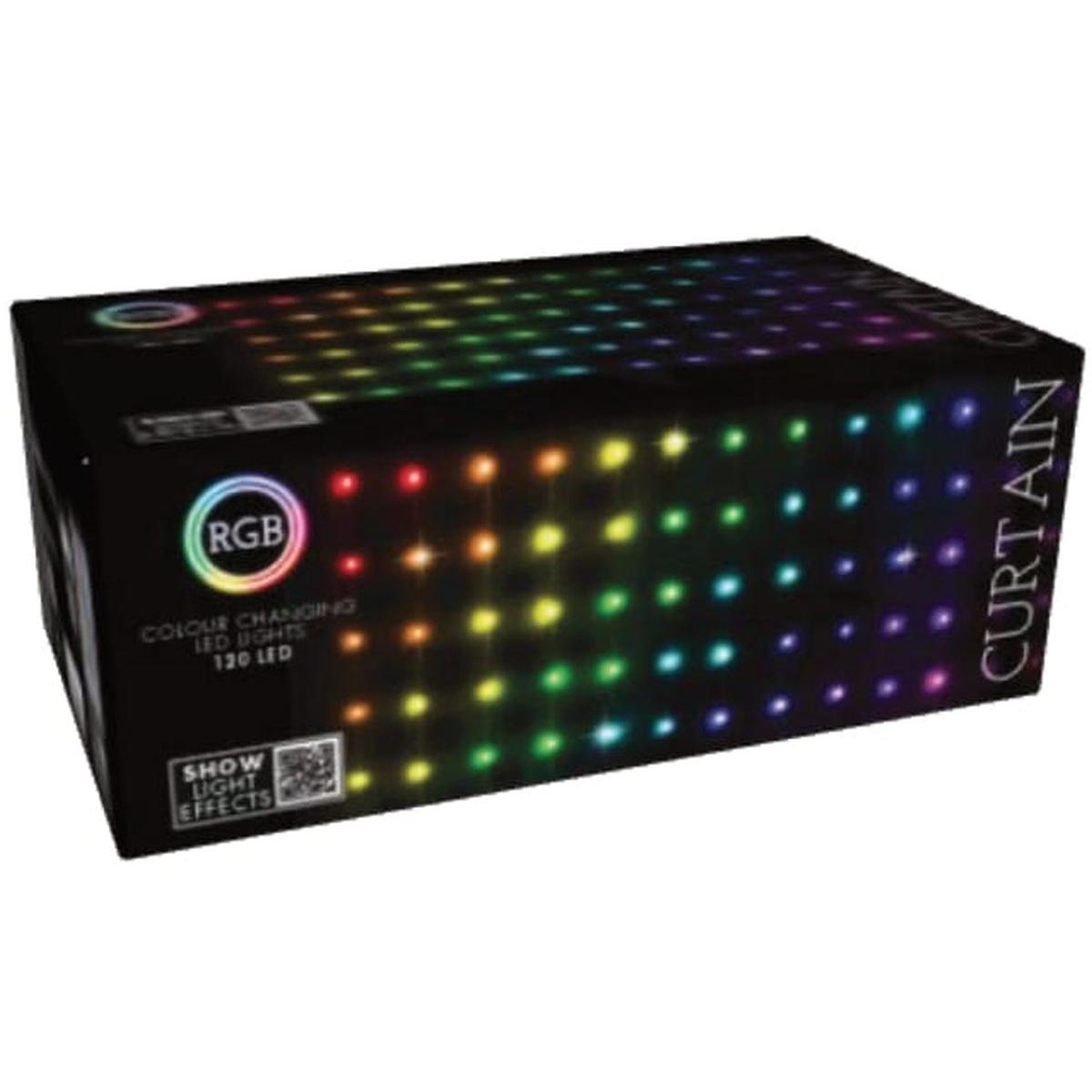 Kalėdų Eglutės Lemputės, šviesos Užuolaida (lauke/viduje) 120 Led, 300x60 Cm, Su Nuotolinio Valdymo Pultu, Rgb Spalvos