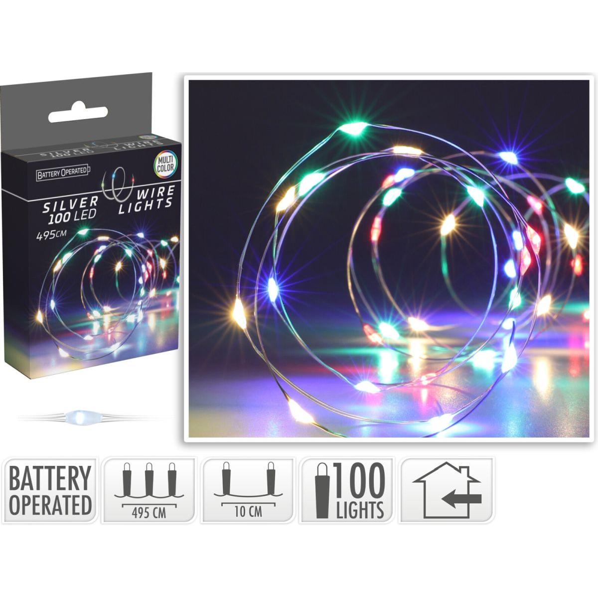 Baterijomis Maitinamos Lemputėlės, 100 Led Daugiaspalvė Gierlanda