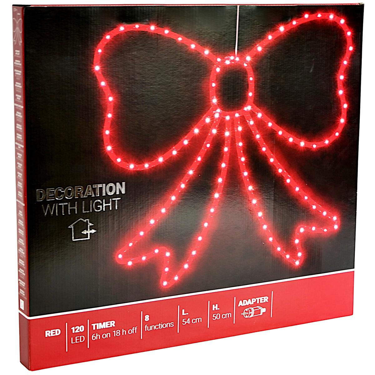 Dekoratyvinė Kokarda, 55 Cm, Raudona, 120 Led