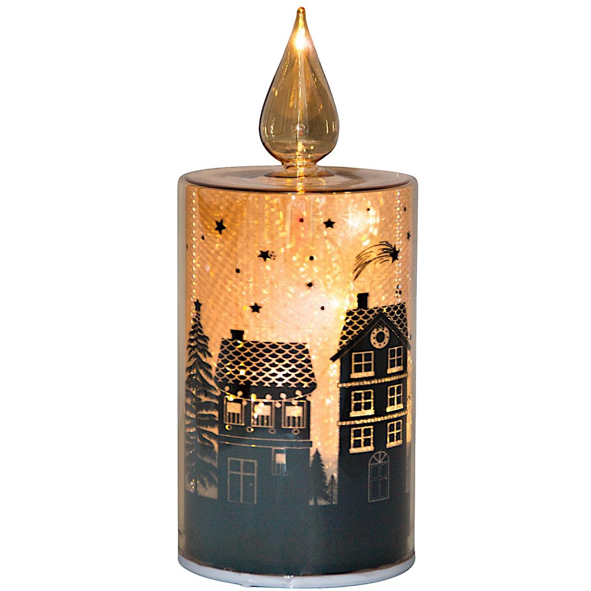 Dekoratyvinė Stiklinė žvakė, šilta Balta, Led, 21 Cm