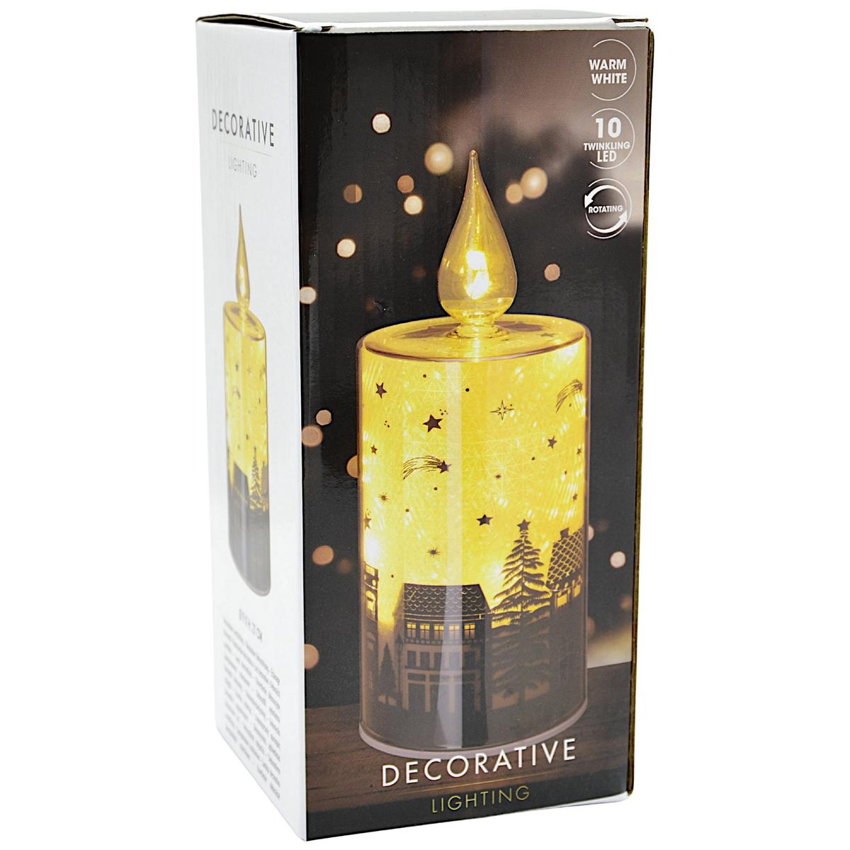 Dekoratyvinė Stiklinė žvakė, šilta Balta, Led, 21 Cm