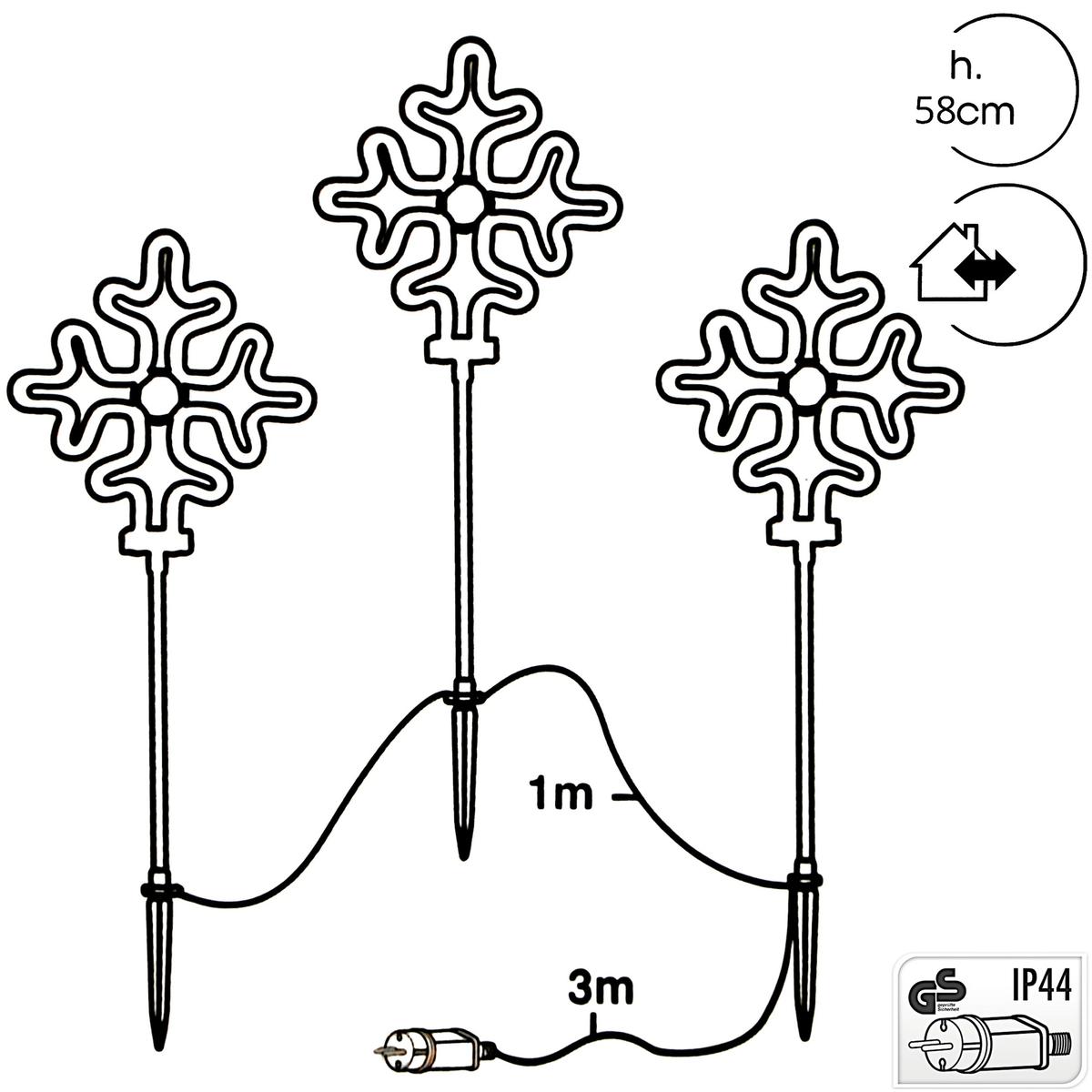 Dekoratyvinės Lemputės „zew“ „stick“ 3 Vnt. „snowflake“ Neon