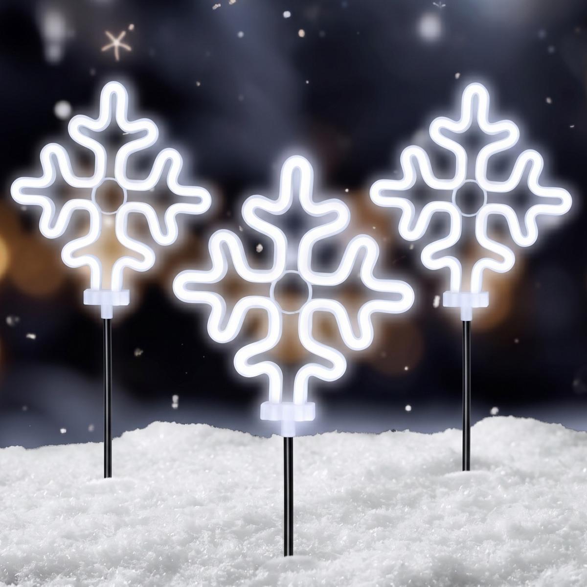 Dekoratyvinės Lemputės „zew“ „stick“ 3 Vnt. „snowflake“ Neon
