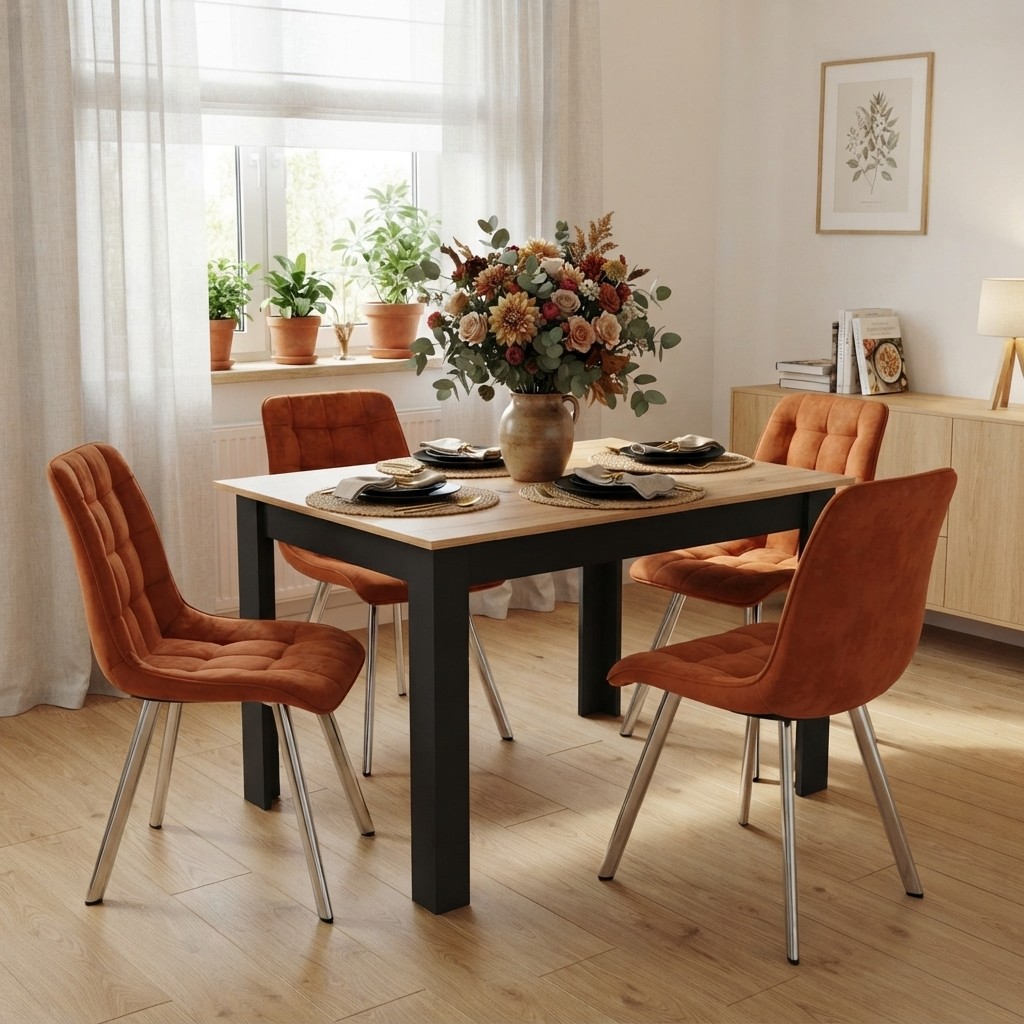 Kėdė „cieza“ – Vario Spalvos Aksomas / Chromuotos Kojos (4 Vnt.)
