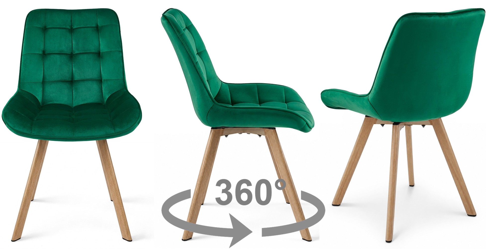 Kėdė „soria 360“ – Aksominė žalia / ąžuolinės Kojos X 3