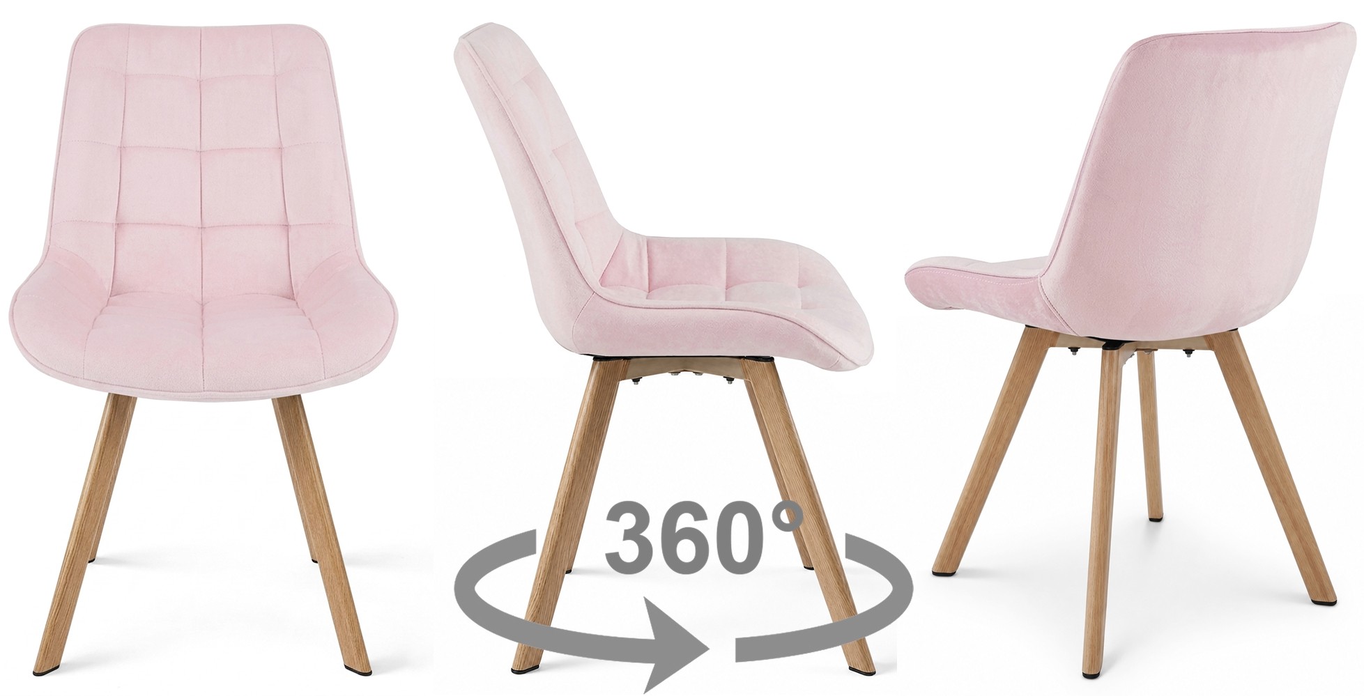 Kėdė „soria 360“ – šviesiai Rožinis Aksomas / ąžuolo Kojos X 3