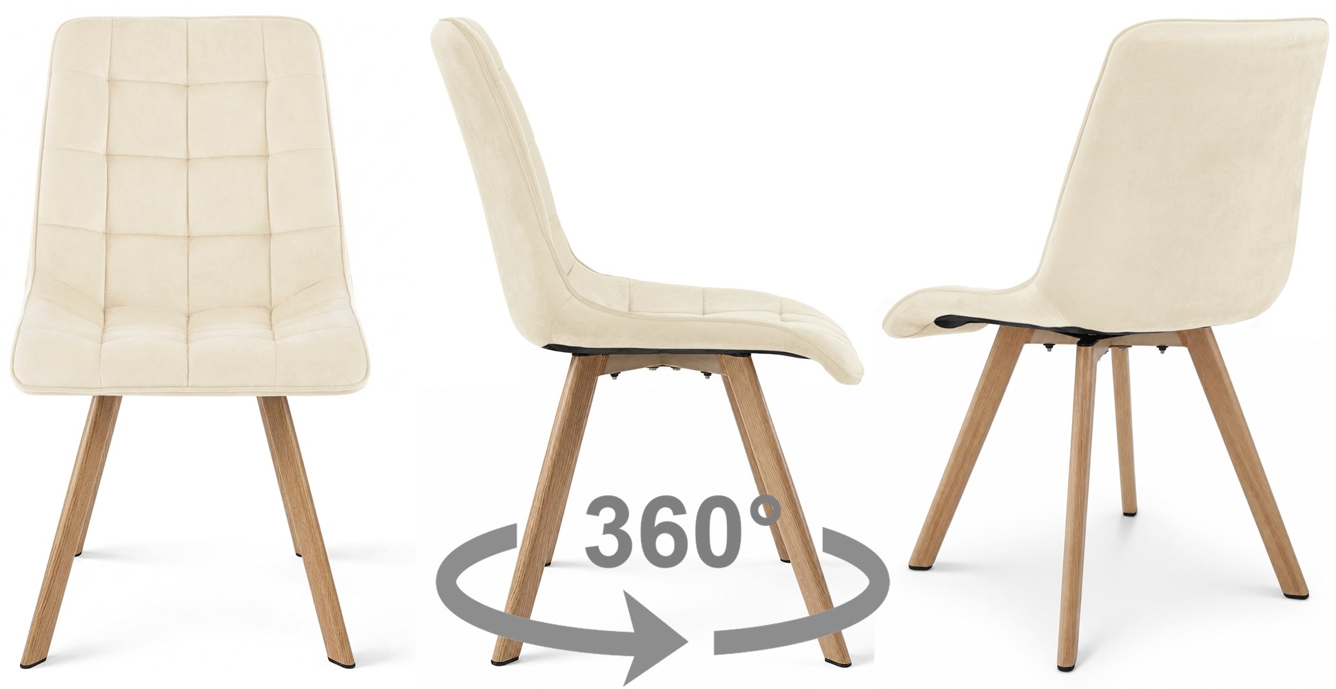 Kėdė „cieza 360“ – šviesiai Smėlio Spalvos Aksomas / ąžuolo Kojos X 1