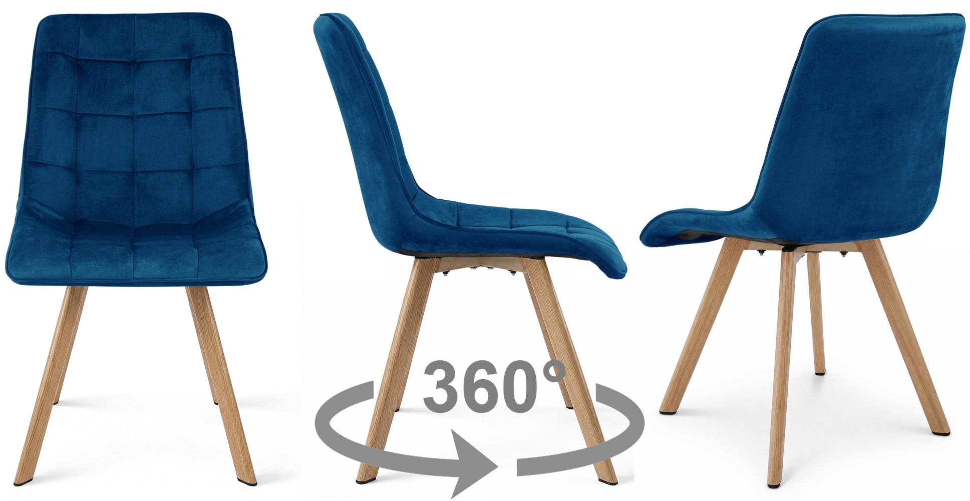 Kėdė „cieza 360“ – Tamsiai Mėlynas Aksomas / ąžuolo Kojos (2 Vnt.)