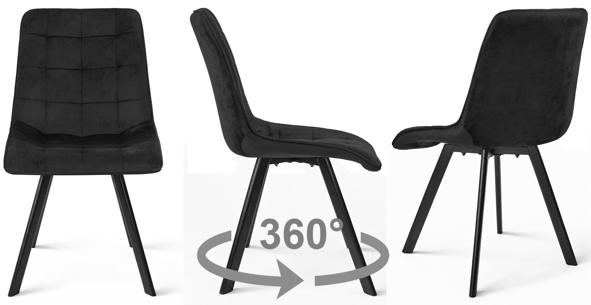 Kėdė „cieza 360“ – Juodas Aksomas / Juodos Kojos X 3