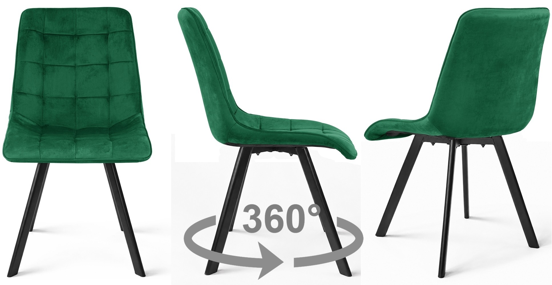 Kėdė „cieza 360“ – Aksominė žalia / Juodos Kojos X 3