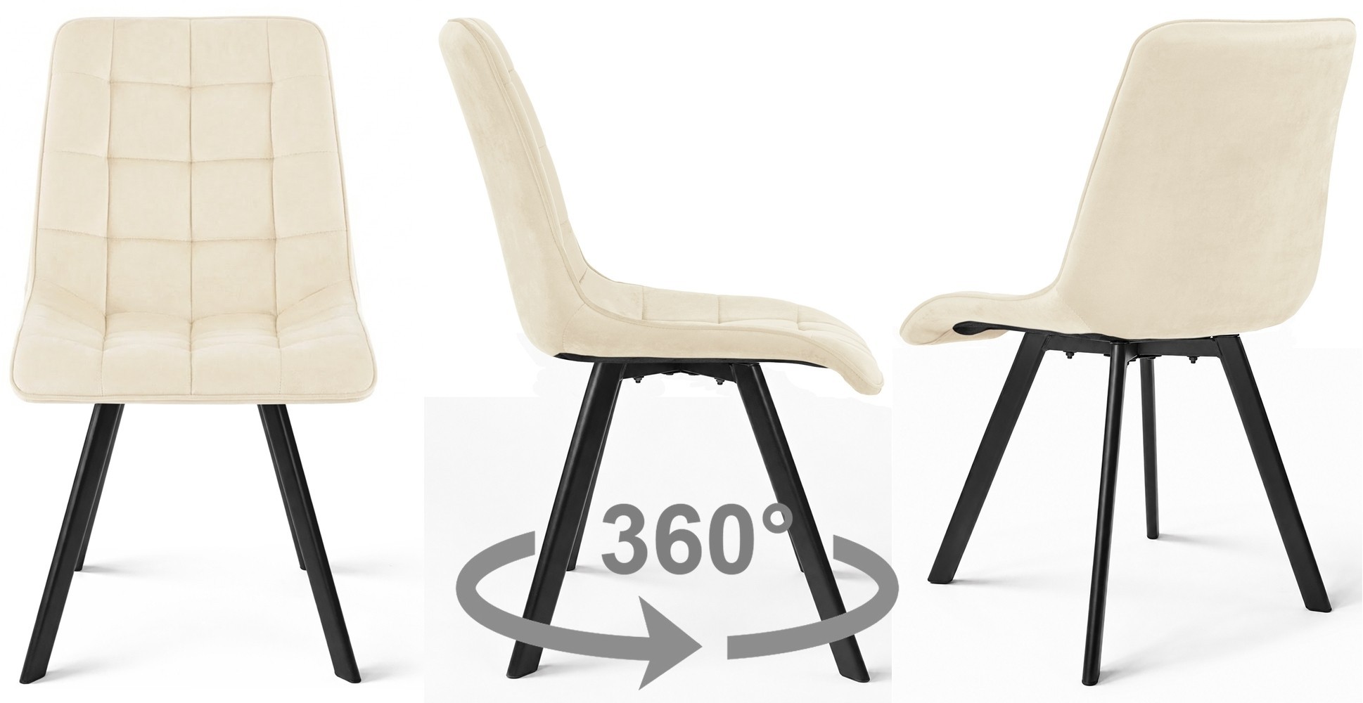Kėdė „cieza 360“ – šviesiai Smėlio Spalvos Aksomas / Juodos Kojos X 3