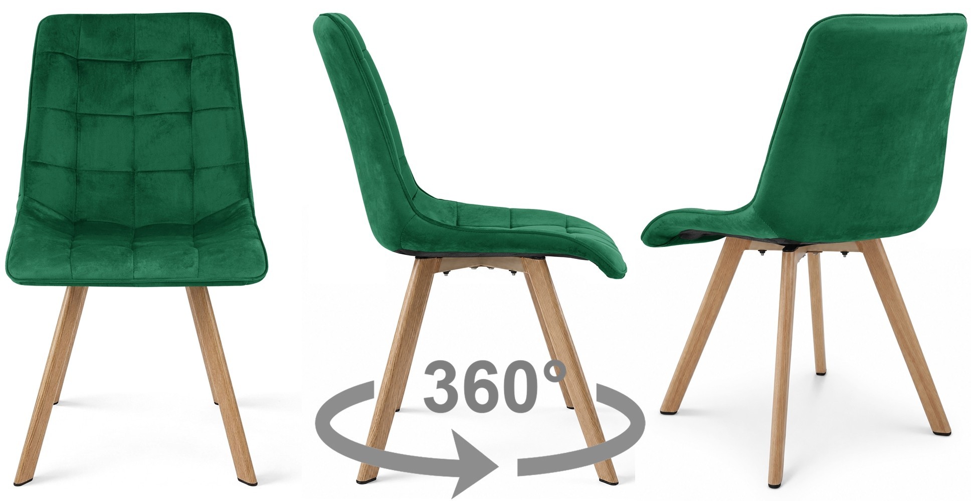 Kėdė „cieza 360“ – Aksominė žalia / ąžuolinės Kojos X 3