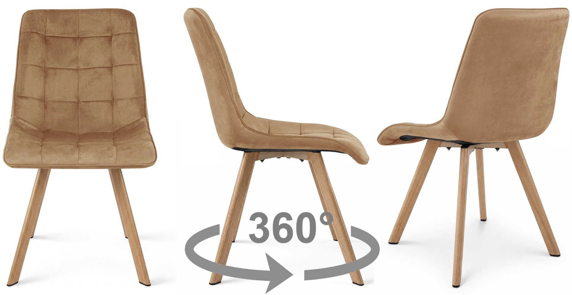 Kėdė „cieza 360“ – Rudos Spalvos Aksomas / ąžuolo Kojos X 3