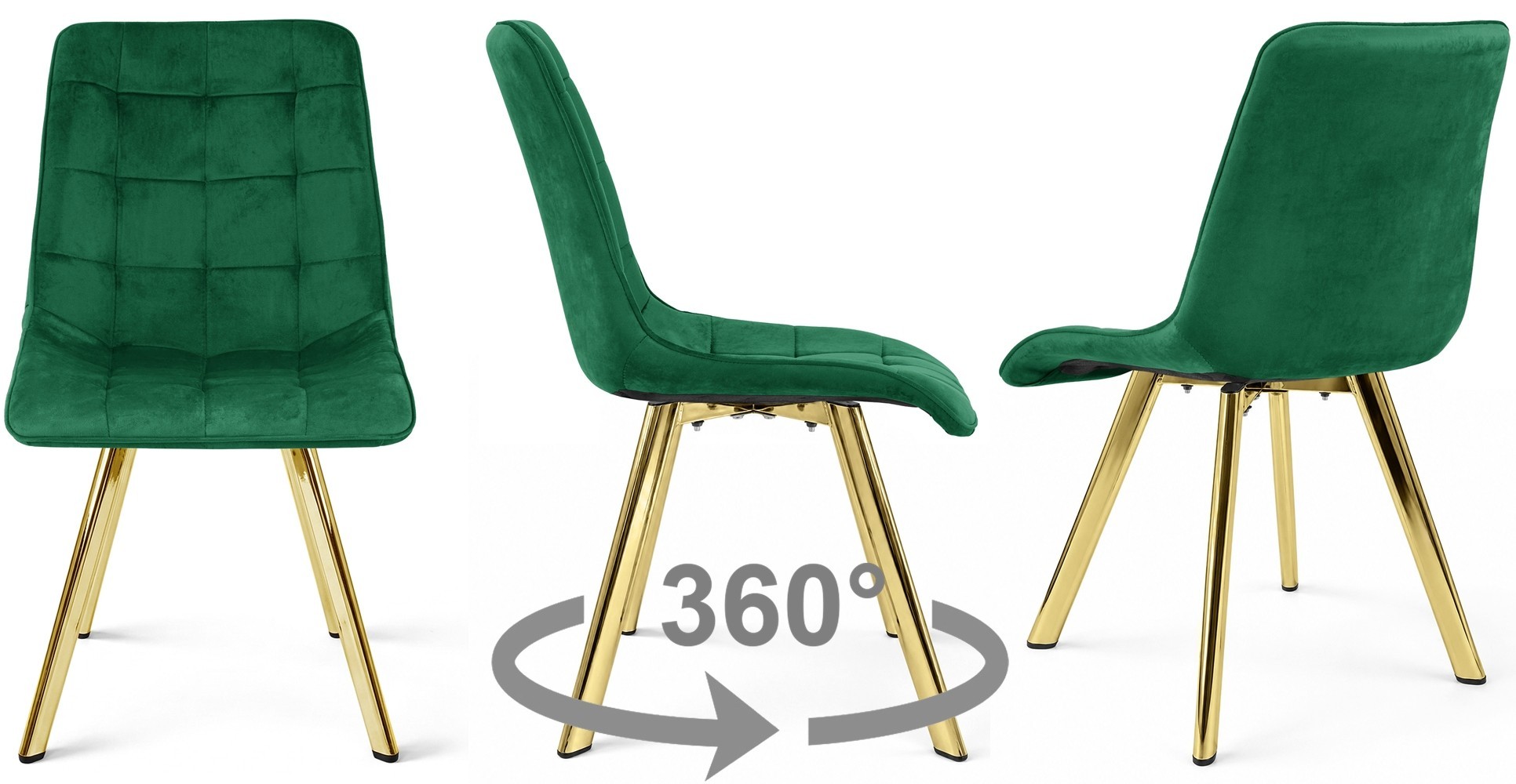 Kėdė Cieza 360 – Aksominė žalia / Auksinės Kojos X 3