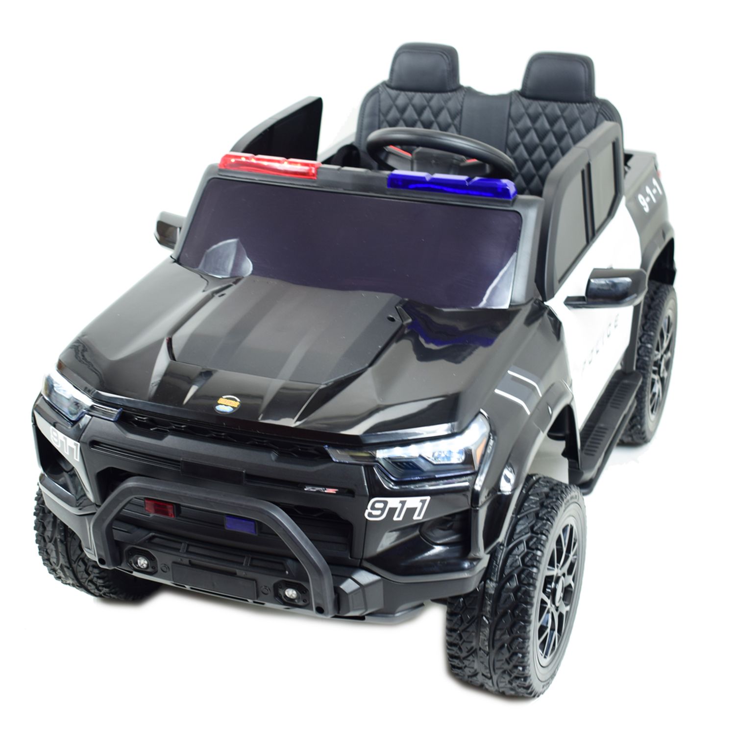Akumuliatorinis Policijos „jeep“, Minkšta Sėdynė, Minkšti Ratai. Skirtas 2 Vaikams, 800 W/jc604