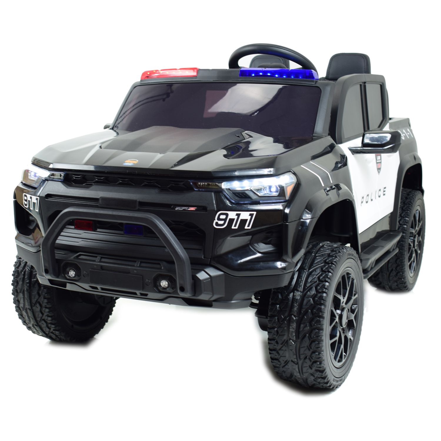 Akumuliatorinis Policijos „jeep“, Minkšta Sėdynė, Minkšti Ratai. Skirtas 2 Vaikams, 800 W/jc604