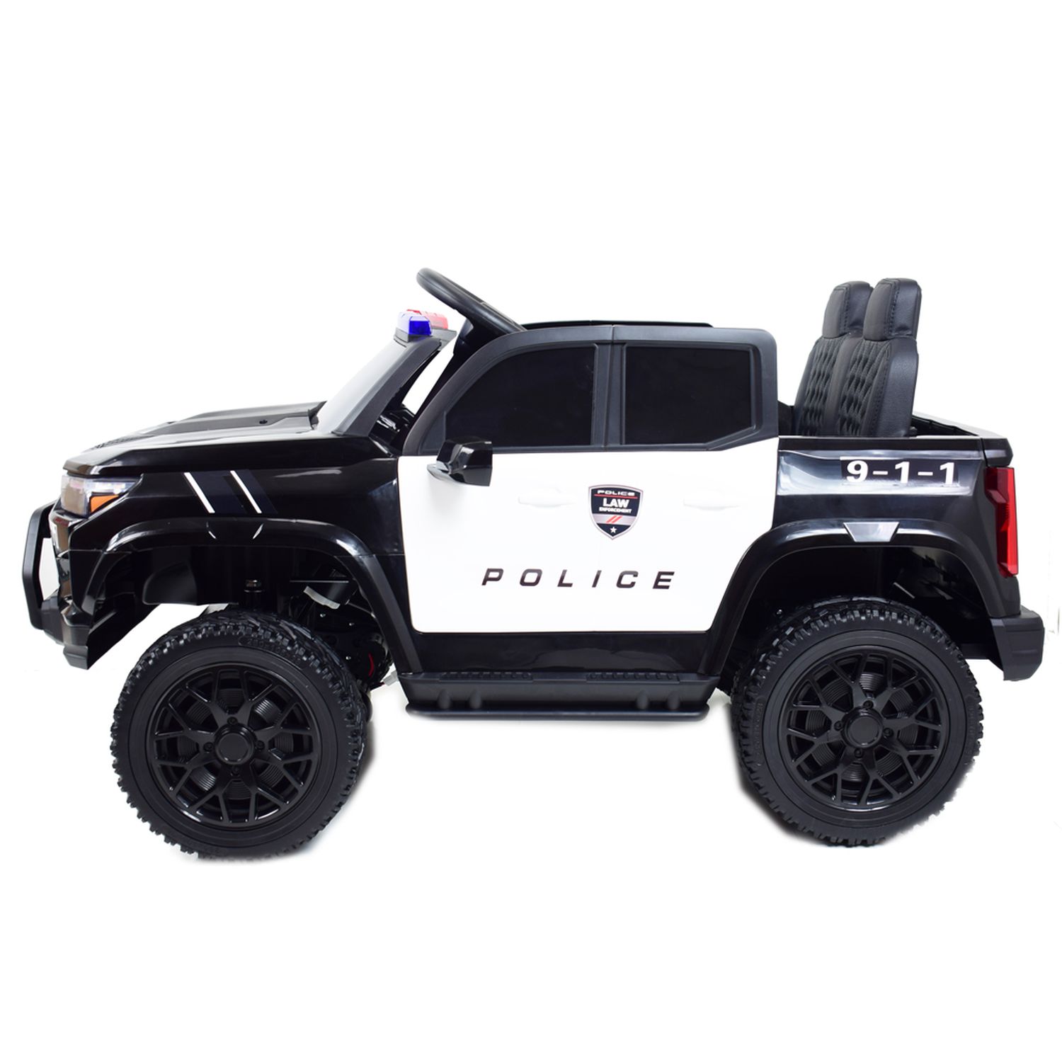 Akumuliatorinis Policijos „jeep“, Minkšta Sėdynė, Minkšti Ratai. Skirtas 2 Vaikams, 800 W/jc604