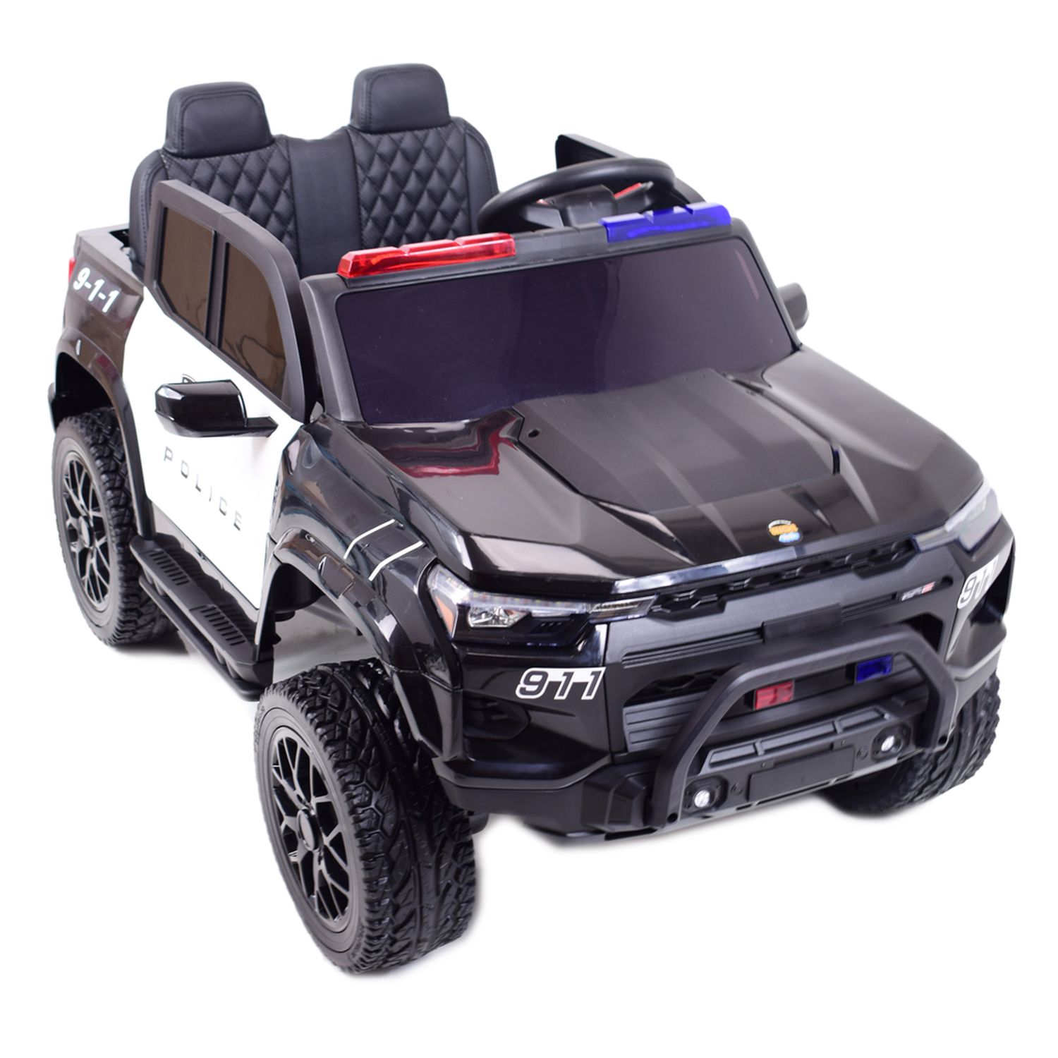Akumuliatorinis Policijos „jeep“, Minkšta Sėdynė, Minkšti Ratai. Skirtas 2 Vaikams, 800 W/jc604