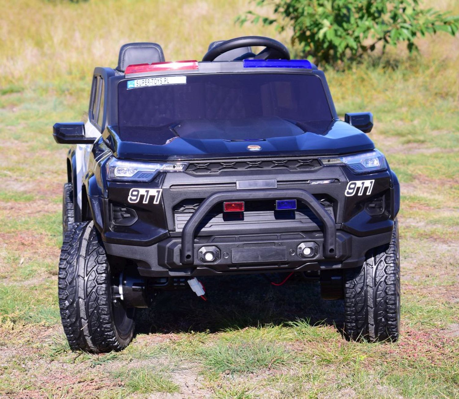 Akumuliatorinis Policijos „jeep“, Minkšta Sėdynė, Minkšti Ratai. Skirtas 2 Vaikams, 800 W/jc604