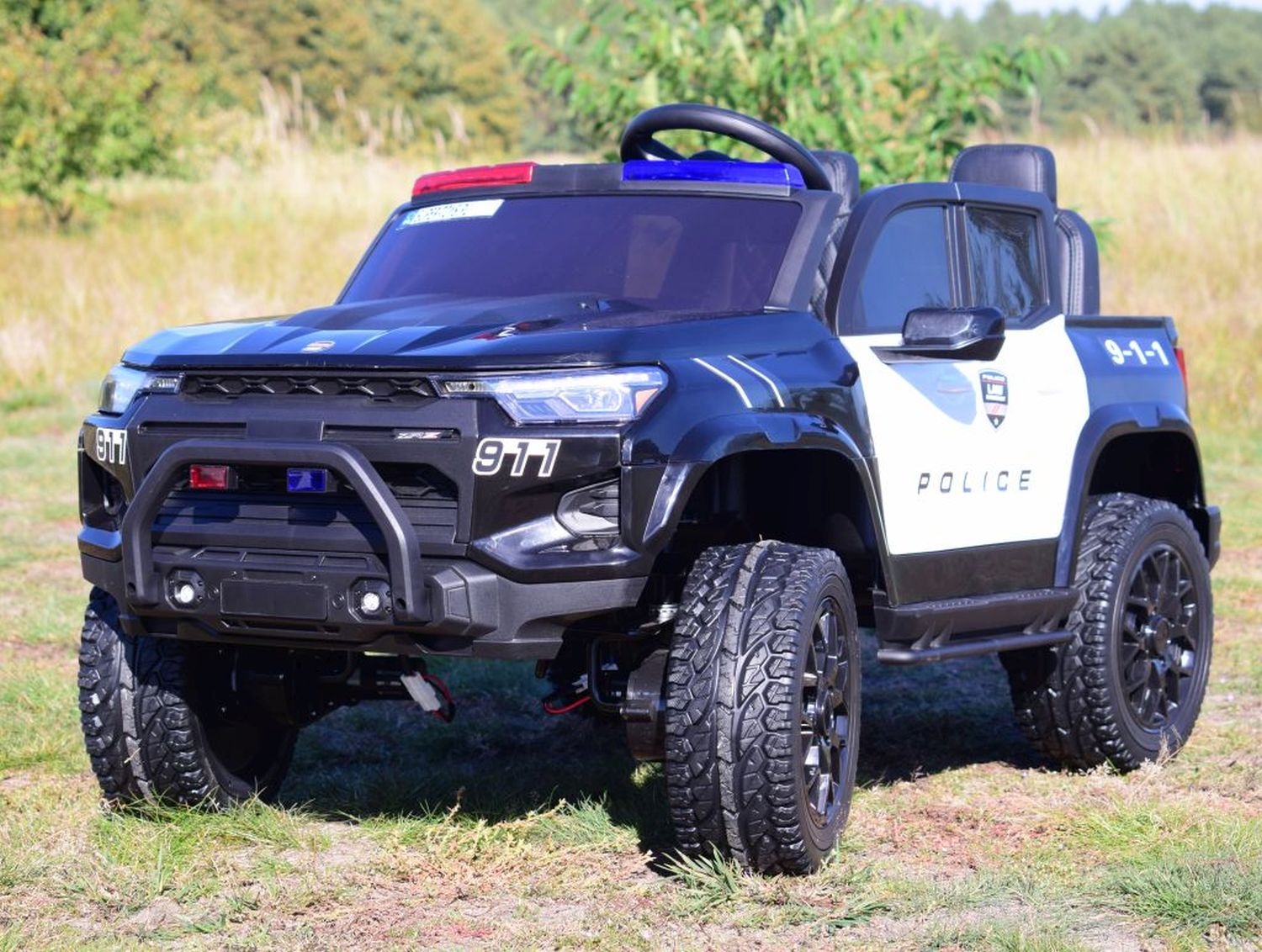Akumuliatorinis Policijos „jeep“, Minkšta Sėdynė, Minkšti Ratai. Skirtas 2 Vaikams, 800 W/jc604
