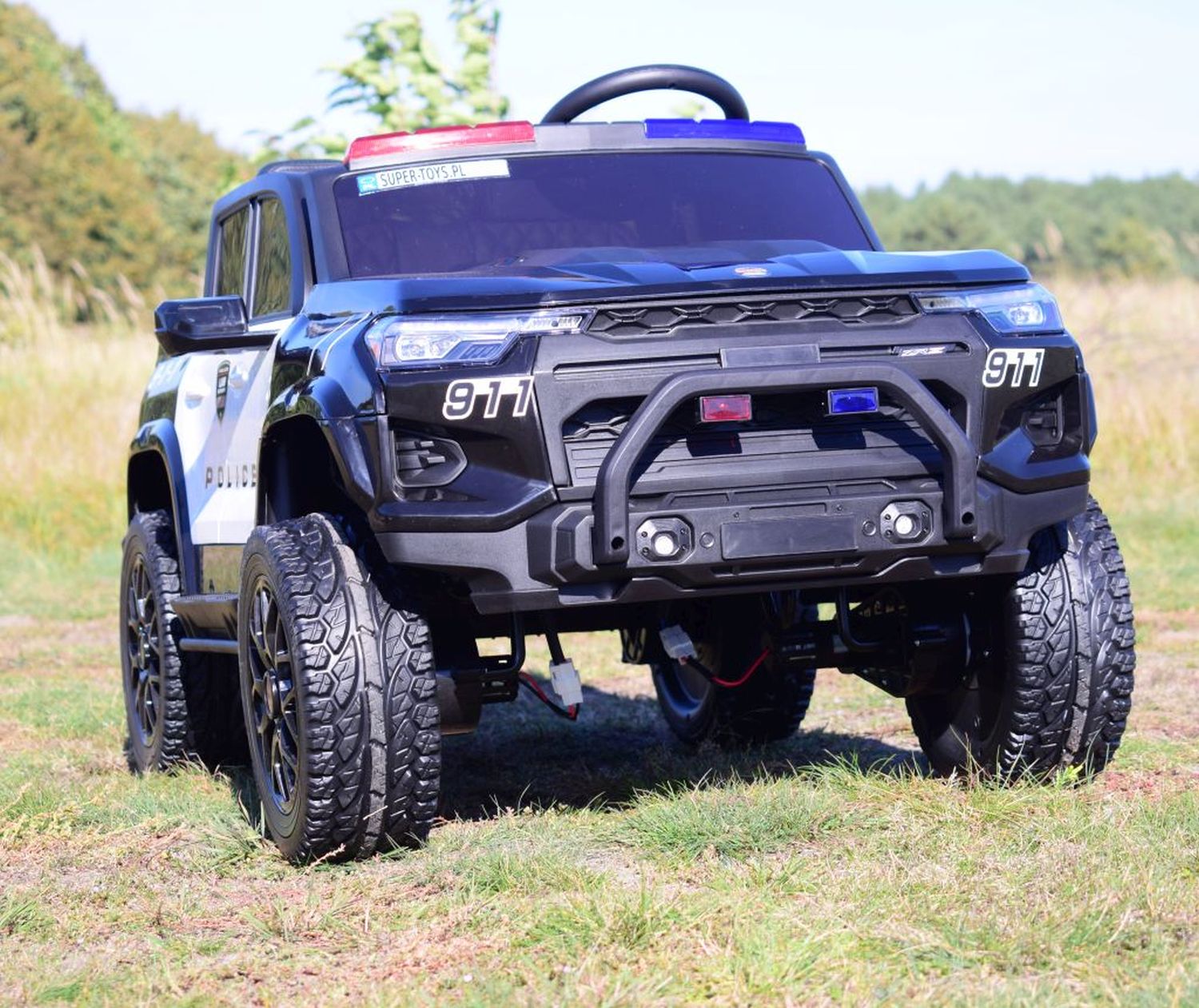 Akumuliatorinis Policijos „jeep“, Minkšta Sėdynė, Minkšti Ratai. Skirtas 2 Vaikams, 800 W/jc604