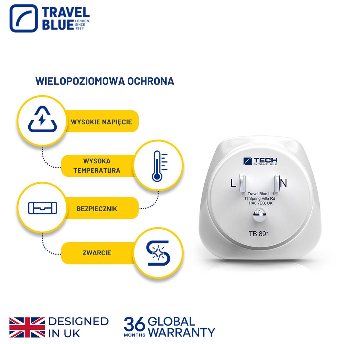 Travel Blue Perėjimas Adapteris Shucko -> Jav