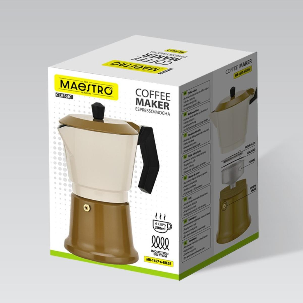 Aliumininė Kavos Virimo Keturė (6 Puodeliai; 300 Ml) „maestro“