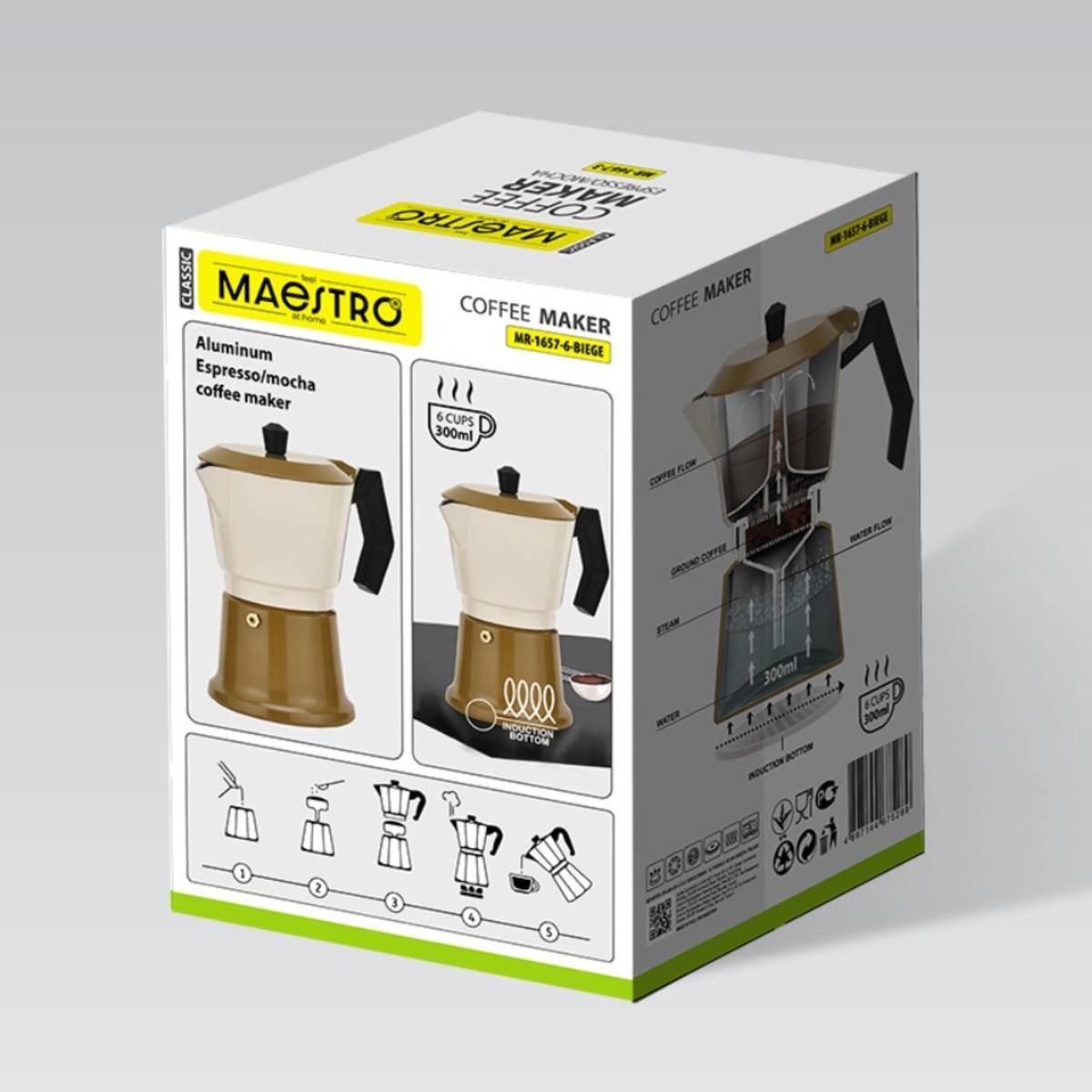 Aliumininė Kavos Virimo Keturė (6 Puodeliai; 300 Ml) „maestro“