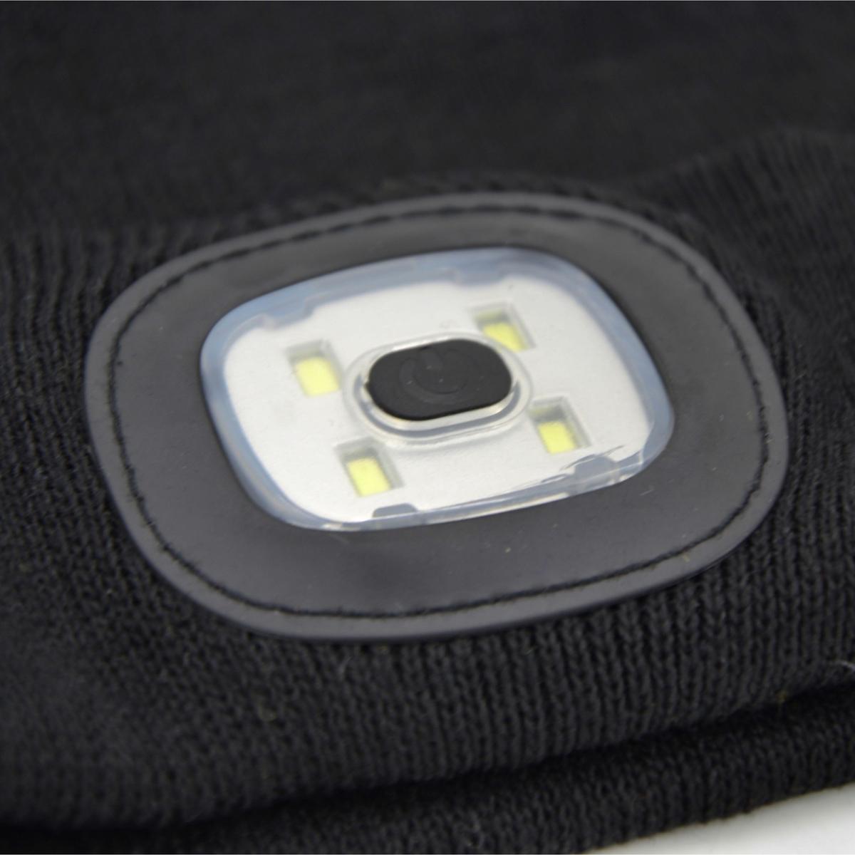 Skrybėlė Su 4 Led Priekine žibintuvėle, 120 Lm, 3 Režimai, Turistinė, Juoda