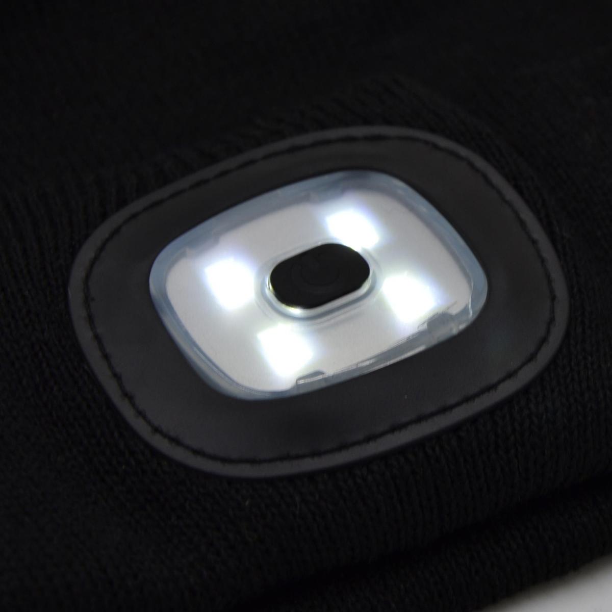 Skrybėlė Su 4 Led Priekine žibintuvėle, 120 Lm, 3 Režimai, Turistinė, Juoda